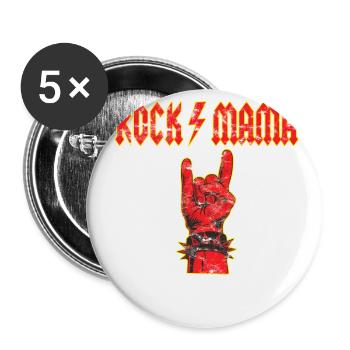 Muttertag Rockmama Teufelsgruß - Buttons groß 56 mm (5er Pack) - Weiß - Vorne