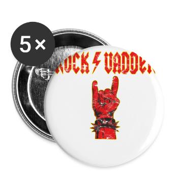 Vatertag Rockvadder Teufelsgruß - Buttons groß 56 mm (5er Pack) - Weiß - Vorne