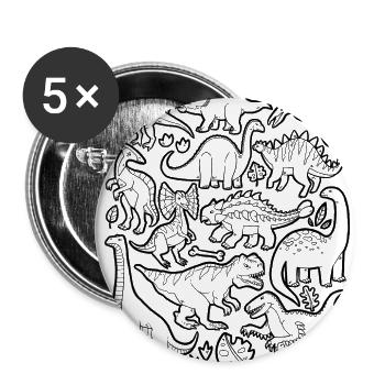 Dinosaurier Doodles Dino T-Rex Velociraptor Urzeit - Buttons groß 56 mm (5er Pack) - Weiß - Vorne