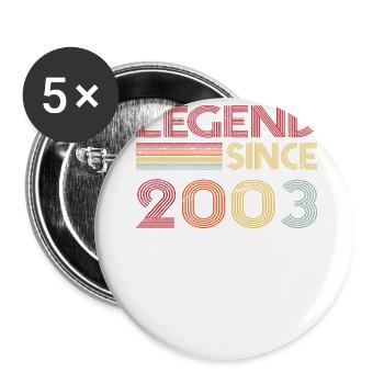 2003 Geburtstag Legend since Retro Vintage - Buttons groß 56 mm (5er Pack) - Weiß - Vorne