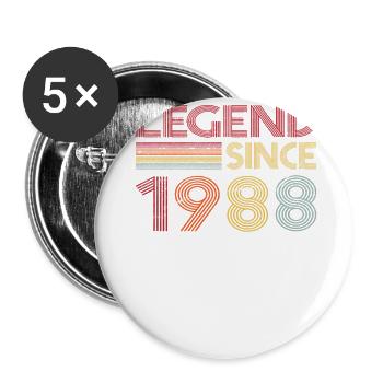1988 Geburtstag Legend since Retro Vintage - Buttons groß 56 mm (5er Pack) - Weiß - Vorne