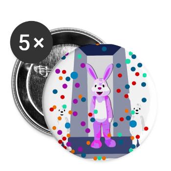 Cool bunny party avec étoile rose - pure joie de vivre - Lot de 5 grands badges (56 mm) - blanc - Devant