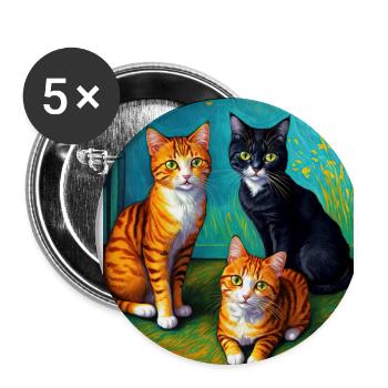 Impressionistische Katze Impressionismus Katzen Malerei C - Buttons groß 56 mm (5er Pack) - Weiß - Vorne