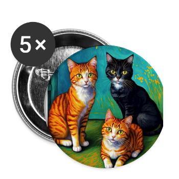 Impressionistische Katze Impressionismus Katzen Malerei C - Buttons groß 56 mm (5er Pack) - Weiß - Vorne