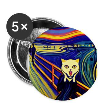 Impressionistic Funny Cat Screaming Impressionism - Buttons large 2.2''/56 mm (5-pack) - white - Front