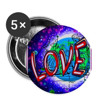 Jesus Love - sur terre pour l’amour - Lot de 5 grands badges (56 mm) - blanc - Devant