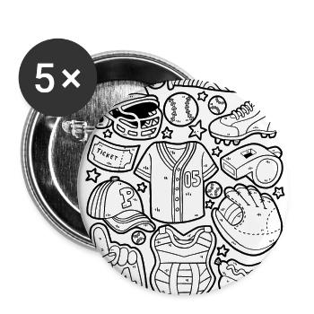 Baseball Doodles Home Run Pitcher Catcher - Buttons large 2.2''/56 mm (5-pack) - white - Front