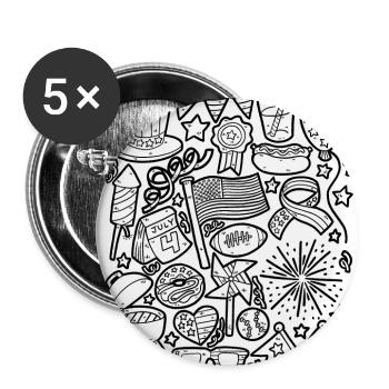 USA 4th of July Independence Day Amerika - Buttons groß 56 mm (5er Pack) - Weiß - Vorne