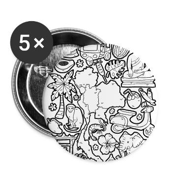 Thailand Doodles Bangkok Phuket Asia Chiang Mai - Buttons large 2.2''/56 mm (5-pack) - white - Front