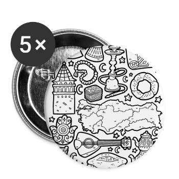 Turkey Doodles Istanbul Antalya Ankara Kebab - Buttons large 2.2''/56 mm (5-pack) - white - Front
