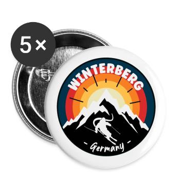 Skiing In Winterberg Germany Vintage - Buttons large 2.2''/56 mm (5-pack) - white - Front
