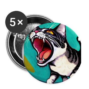 Impressionistic Funny Cat Screaming Impressionism - Buttons large 2.2''/56 mm (5-pack) - white - Front