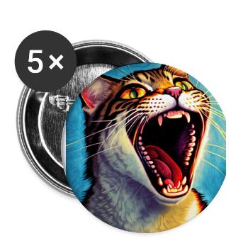 Impressionistic Funny Cat Screaming Impressionism - Buttons large 2.2''/56 mm (5-pack) - white - Front