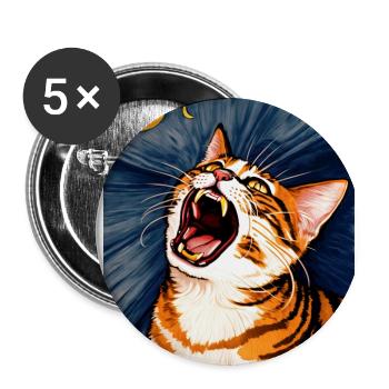 Impressionistisch Lustige Katze Schreiende Impressionismus - Buttons groß 56 mm (5er Pack) - Weiß - Vorne