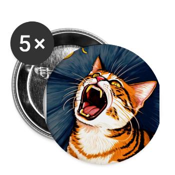 Impressionistic Funny Cat Screaming Impressionism - Buttons large 2.2''/56 mm (5-pack) - white - Front