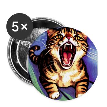 Impressionistic Funny Cat Screaming Impressionism - Buttons large 2.2''/56 mm (5-pack) - white - Front