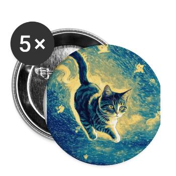 Surreale impressionistische Katze Impressionismus Katzen Ar - Buttons groß 56 mm (5er Pack) - Weiß - Vorne