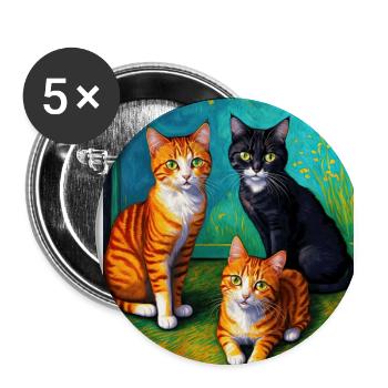 Surreale impressionistische Katze Impressionismus Katzen Ar - Buttons groß 56 mm (5er Pack) - Weiß - Vorne