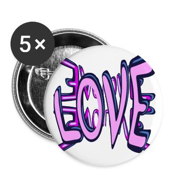 Love Love Love sur rose - Lot de 5 grands badges (56 mm) - blanc - Devant