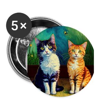 Surreale impressionistische Katze Impressionismus Katzen Ar - Buttons groß 56 mm (5er Pack) - Weiß - Vorne