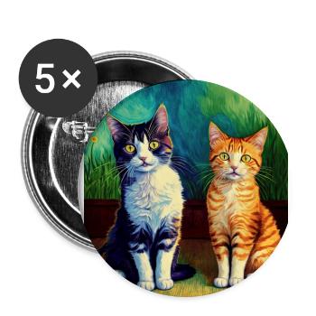 Surreale impressionistische Katze Impressionismus Katzen Ar - Buttons groß 56 mm (5er Pack) - Weiß - Vorne