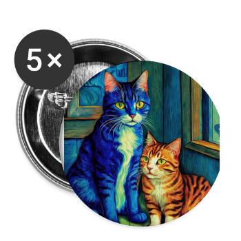 Surréaliste Impressionniste Chat Impressionnisme Chats Ar - Lot de 5 grands badges (56 mm) - blanc - Devant