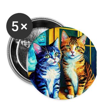 Surréaliste Impressionniste Chat Impressionnisme Chats Ar - Lot de 5 grands badges (56 mm) - blanc - Devant