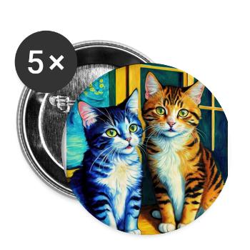 Surreale impressionistische Katze Impressionismus Katzen Ar - Buttons groß 56 mm (5er Pack) - Weiß - Vorne
