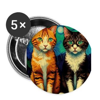 Surreale impressionistische Katze Impressionismus Katzen Ar - Buttons groß 56 mm (5er Pack) - Weiß - Vorne