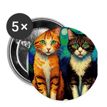 Surreale impressionistische Katze Impressionismus Katzen Ar - Buttons groß 56 mm (5er Pack) - Weiß - Vorne