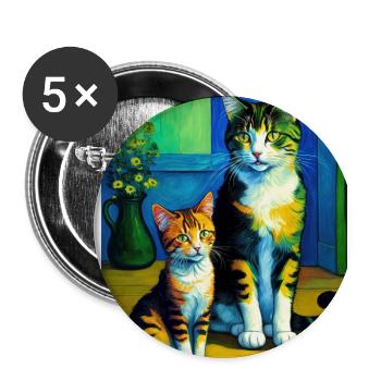 Surreale impressionistische Katze Impressionismus Katzen Ar - Buttons groß 56 mm (5er Pack) - Weiß - Vorne