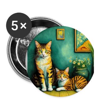 Surréaliste Impressionniste Chat Impressionnisme Chats Ar - Lot de 5 grands badges (56 mm) - blanc - Devant