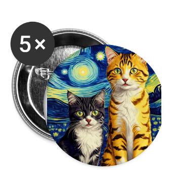 Surreale impressionistische Katze Impressionismus Katzen Ar - Buttons groß 56 mm (5er Pack) - Weiß - Vorne
