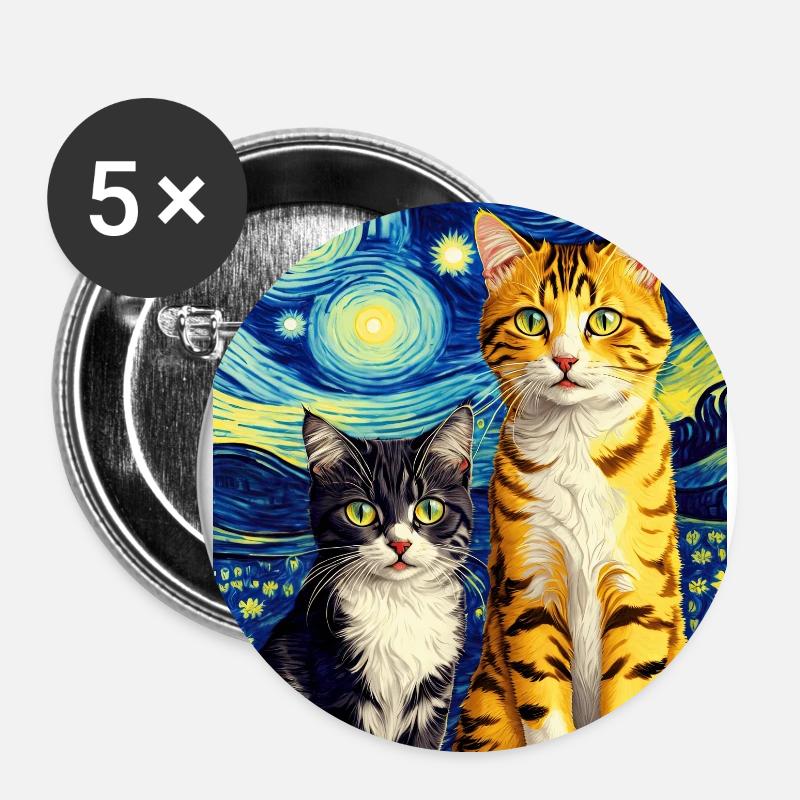 Surreal Impressionistic Cat Impressionism Cats Ar - Buttons large 2.2''/56 mm (5-pack) - white