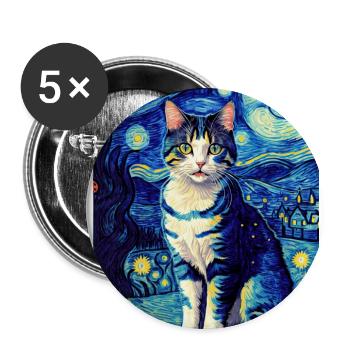 Surreale impressionistische Katze Impressionismus Katzen Ar - Buttons groß 56 mm (5er Pack) - Weiß - Vorne