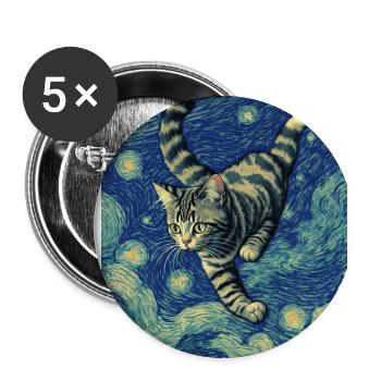 Surreale impressionistische Katze Impressionismus Katzen Ar - Buttons groß 56 mm (5er Pack) - Weiß - Vorne