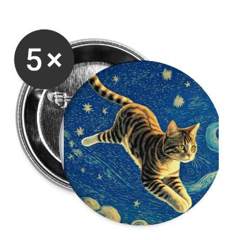 Surréaliste Impressionniste Chat Impressionnisme Chats Ar - Lot de 5 grands badges (56 mm) - blanc - Devant
