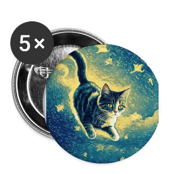 Surreale impressionistische Katze Impressionismus Katzen Ar - Buttons groß 56 mm (5er Pack) - Weiß - Vorne
