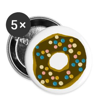 Beignet avec glaçage au chocolat et lentilles au chocolat colorées - Lot de 5 grands badges (56 mm) - blanc - Devant