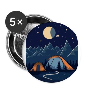 Peaceful solitude - camping in modern style - Buttons large 2.2''/56 mm (5-pack) - white - Front