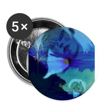 Die Puppenspielerin in blau - Buttons groß 56 mm (5er Pack) - Weiß - Vorne