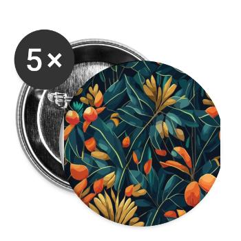 Jungle Pattern Tropical Pattern Rainforest Flowers - Buttons large 2.2''/56 mm (5-pack) - white - Front