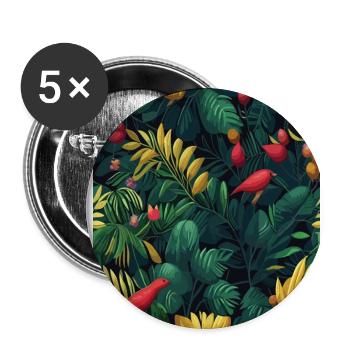 Jungle Pattern Tropical Pattern Rainforest Flowers - Buttons large 2.2''/56 mm (5-pack) - white - Front