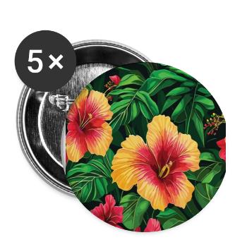 Jungle Pattern Tropical Pattern Rainforest Flowers - Buttons large 2.2''/56 mm (5-pack) - white - Front