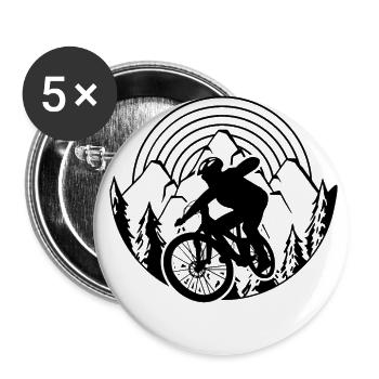 Downhill Mountainbike Fahrrad fahren Berge Gebirge - Buttons groß 56 mm (5er Pack) - Weiß - Vorne