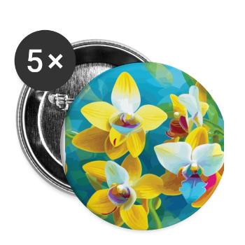 Orchideen Muster Tropical Muster Dschungel Muster - Buttons groß 56 mm (5er Pack) - Weiß - Vorne