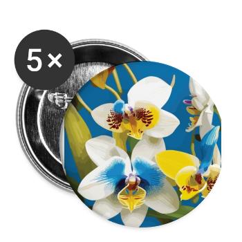 Orchideen Muster Tropical Muster Dschungel Muster - Buttons groß 56 mm (5er Pack) - Weiß - Vorne