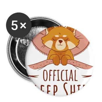Red Panda Offizielles Schlafshirt für Fans von Red Pa - Buttons groß 56 mm (5er Pack) - Weiß - Vorne