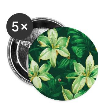 Lilie Lilien Muster Blumen Pflanze Natur - Buttons groß 56 mm (5er Pack) - Weiß - Vorne