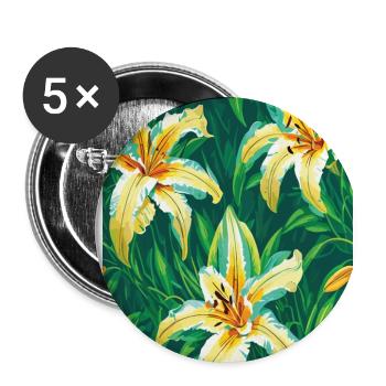 Lilie Lilien Muster Blumen Pflanze Natur - Buttons groß 56 mm (5er Pack) - Weiß - Vorne